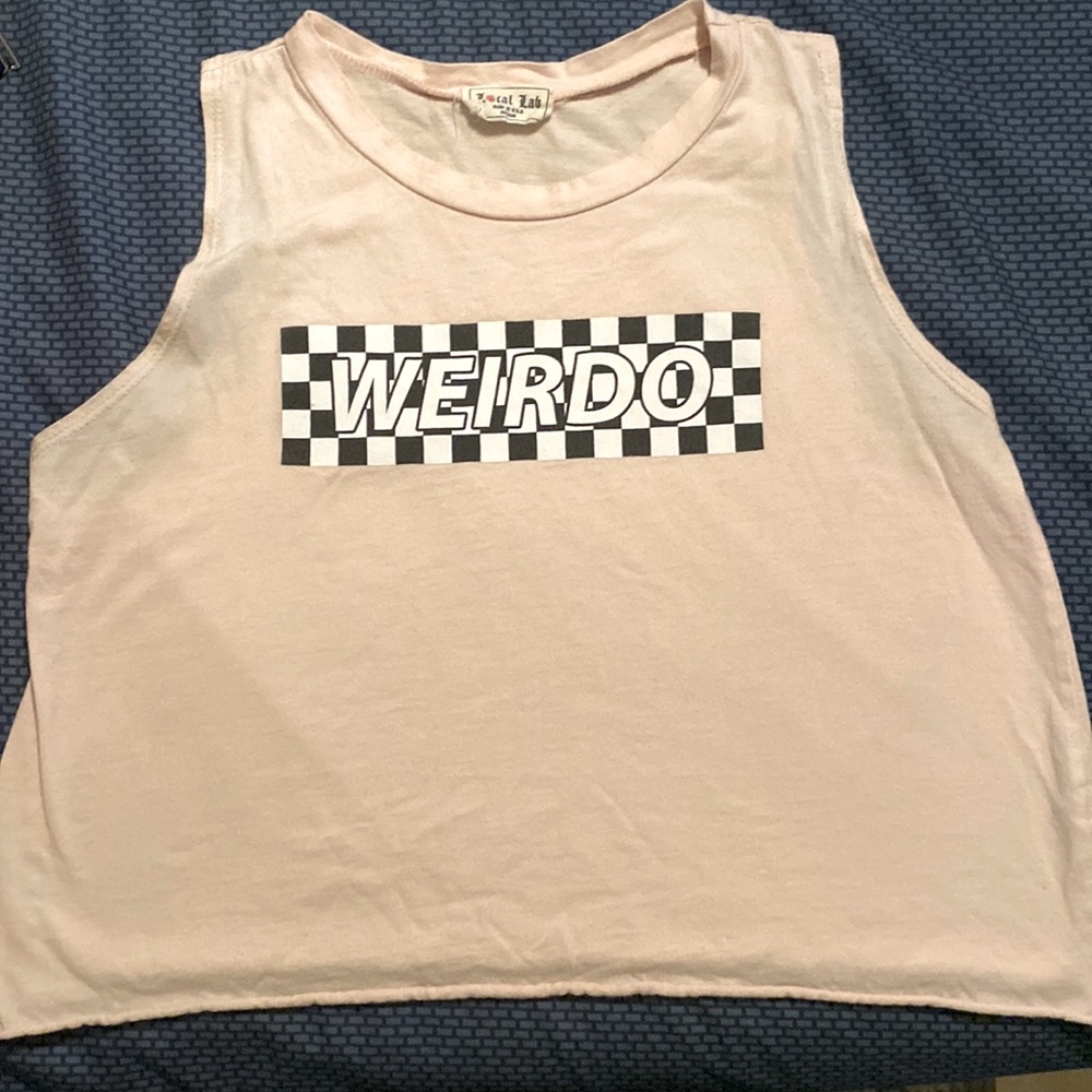 Local Lab Weirdo baby Pink tank cropped top size medium